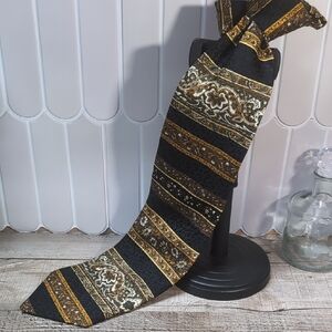 Simon Chang Black and Gold Striped Tie